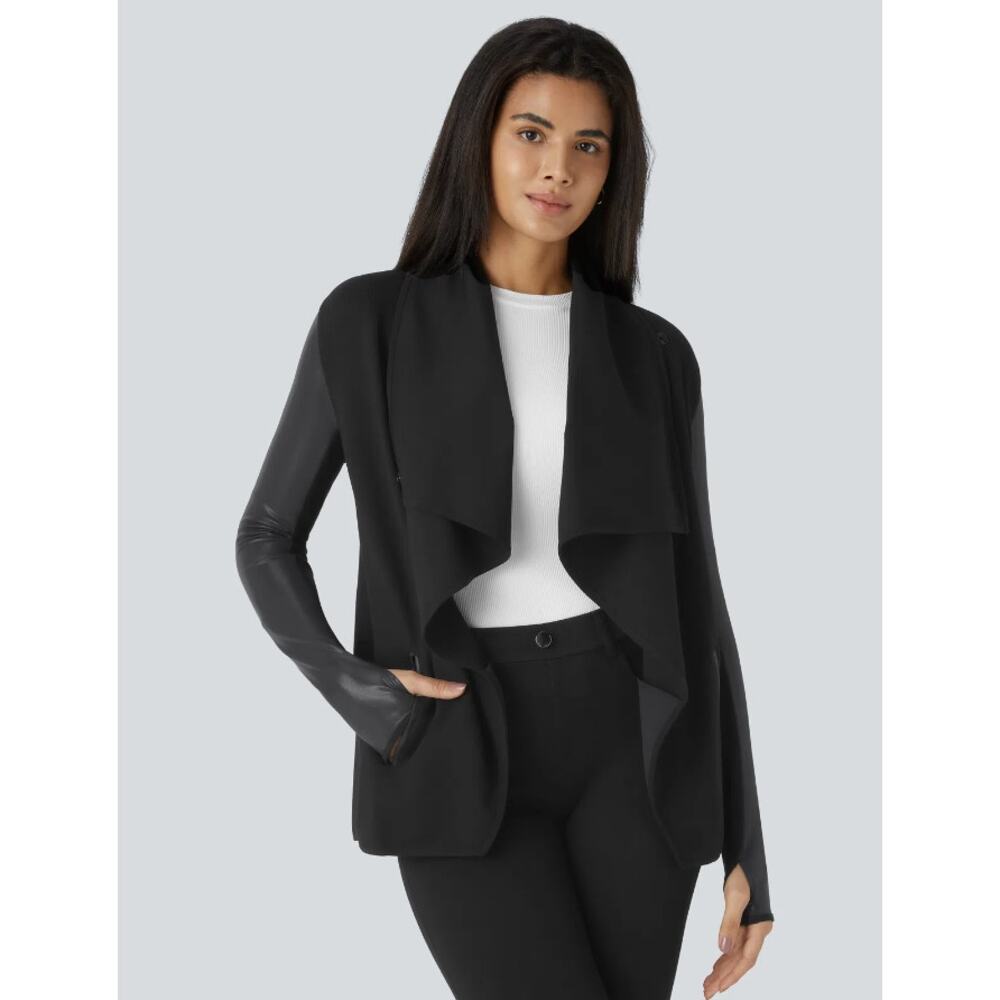 Halara Waterfall Thumb Hole Pocket Patchwork Work Jacket